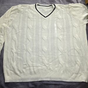 Lightweight Cable Knit Style V-neck Sweater- Men's Big & Tall Size 6XL